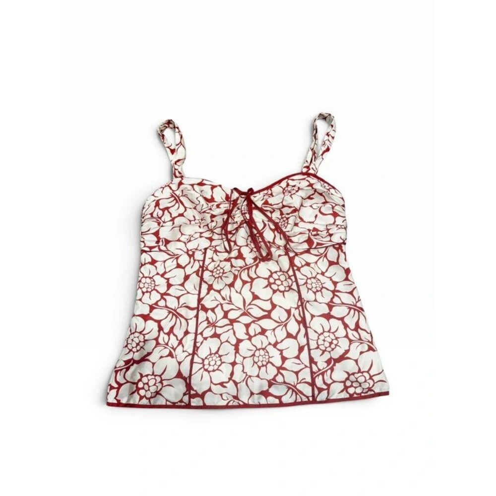 Ann Taylor Vintage Top Size 6 Sleeveless Red White Floral Y2K